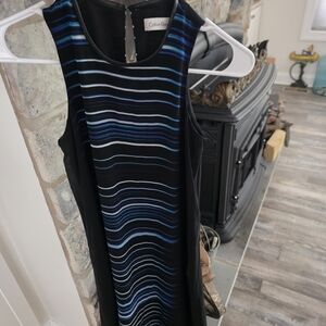 Calvin Klein Black and White Sheath Midi Dress